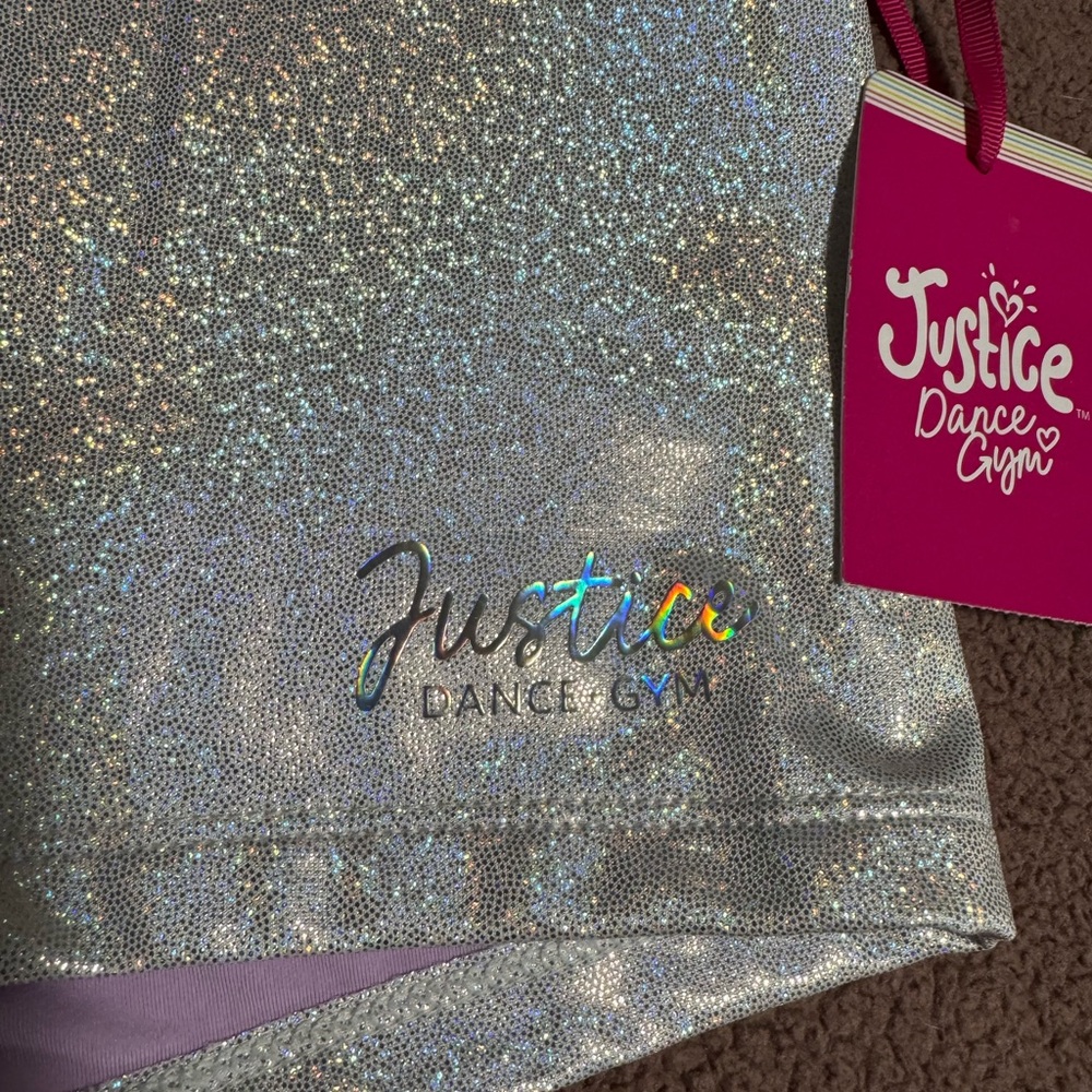 Justice Iridescent Lavender &‎ Silver Dance Set with Black Trim - Picture 2 of 6